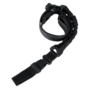 SANGLE 1 POINT COBRA NOIRE ELASTIQUE ET 2 FASTEX + MOUSQUETON TYPE HK